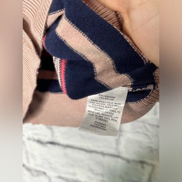 Halogen pink striped button up 3/4 sleeve sweater new size extra small petite - Picture 5 of 7